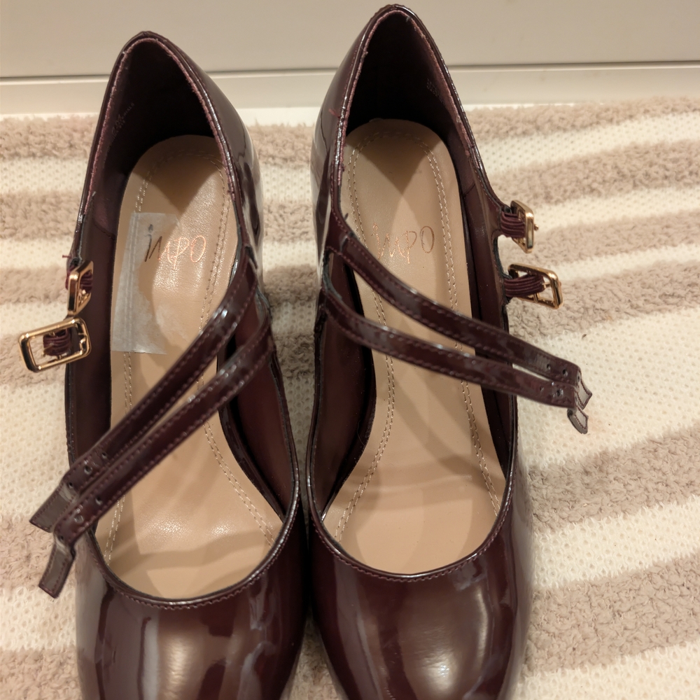 Impo Women's Deep Burgundy Double Strap Heels